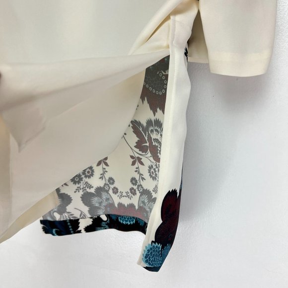 A.L.C. Women SZ 4 2 Piece Skirt Tops Set Round Neck Side Slit Floral Black/Cream - Picture 9 of 16